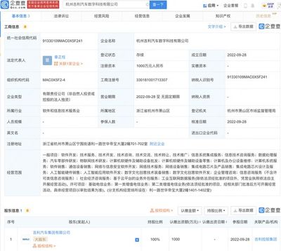 吉利在杭州成立數字科技公司，布局芯片設計及數字文創